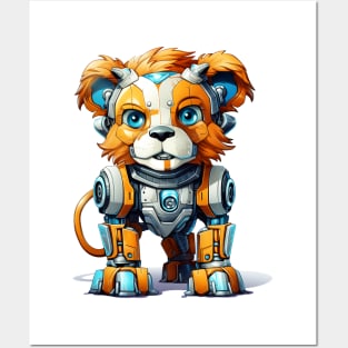 Cartoon lion robots. T-Shirt, Sticker. Posters and Art